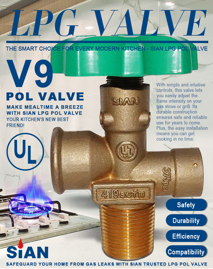 Vannes de cylindre SIAN GPL Fabricant UL Certification en laiton Propane Pol Tank Vanne pour Philippines