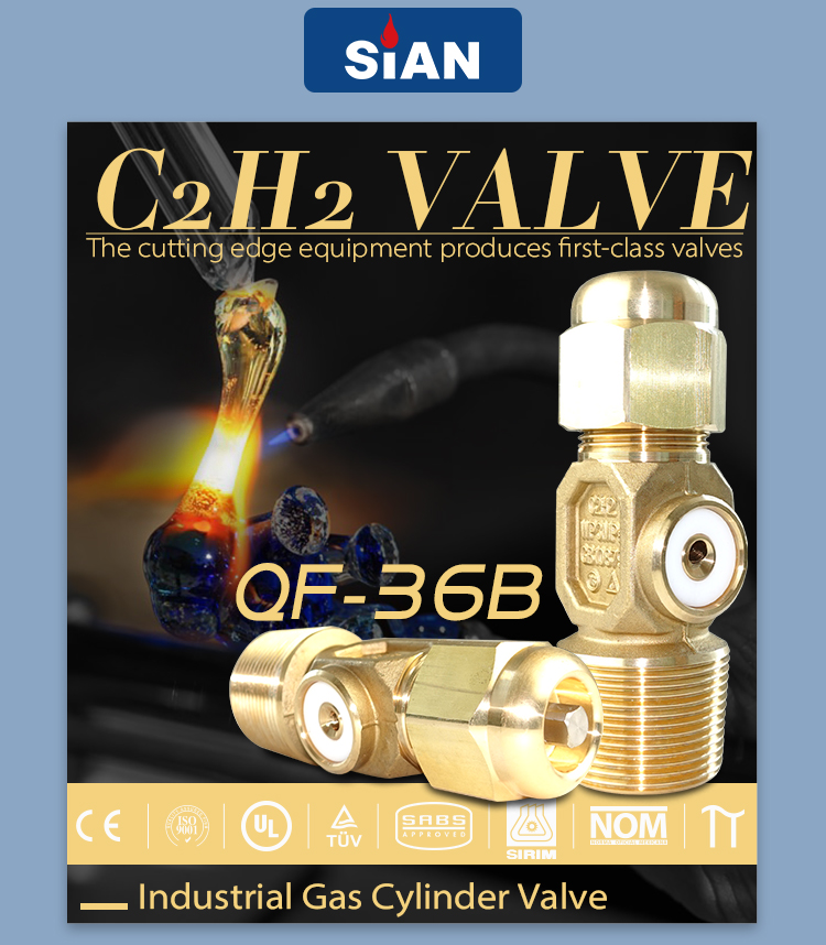 Valve &agrave; aiguille du cylindre &agrave; gaz C2H2 (1)